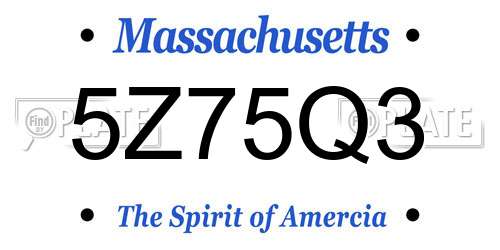 5Z75Q3 Massachusetts License Plate