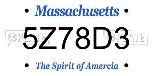 5Z78D3 Massachusetts License Plate