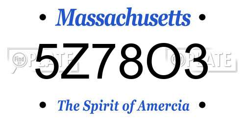 5Z78O3 Massachusetts License Plate