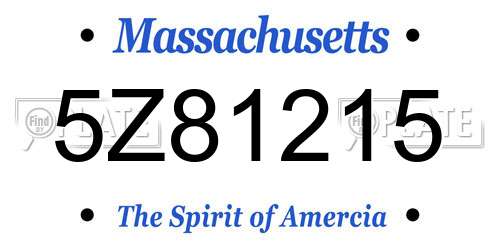 5Z81215 Massachusetts License Plate