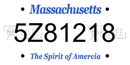 5Z81218 Massachusetts License Plate