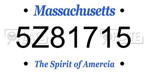 5Z81715 Massachusetts License Plate