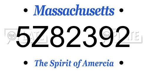 5Z82392 Massachusetts License Plate