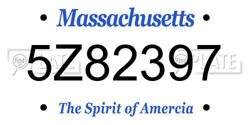5Z82397 Massachusetts License Plate