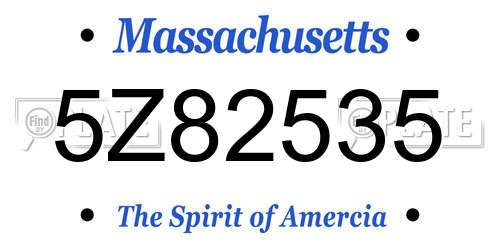 5Z82535 Massachusetts License Plate