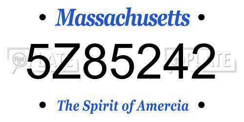 5Z85242 Massachusetts License Plate