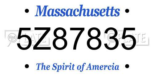 5Z87835 Massachusetts License Plate