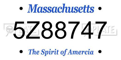 5Z88747 Massachusetts License Plate