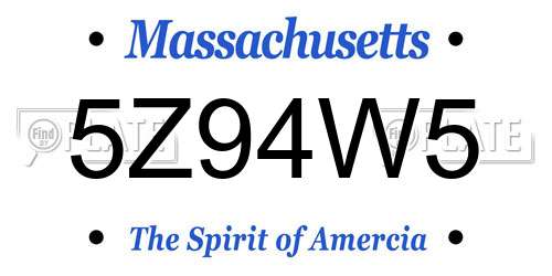 5Z94W5 Massachusetts License Plate