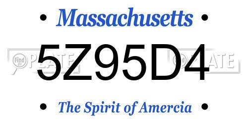 5Z95D4 Massachusetts License Plate
