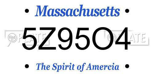 5Z95O4 Massachusetts License Plate
