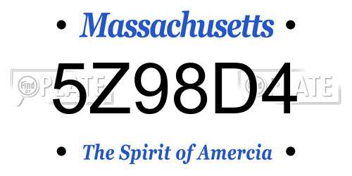 5Z98D4 Massachusetts License Plate