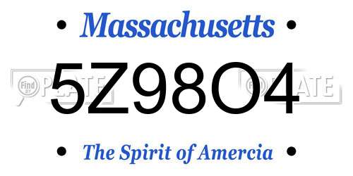 5Z98O4 Massachusetts License Plate