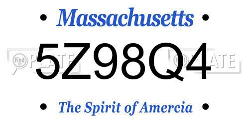 5Z98Q4 Massachusetts License Plate
