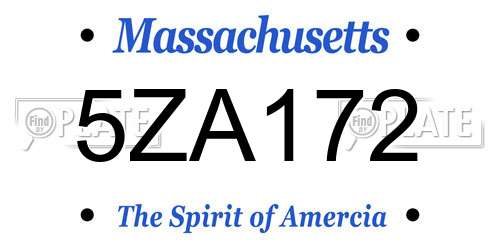 5ZA172 Massachusetts License Plate