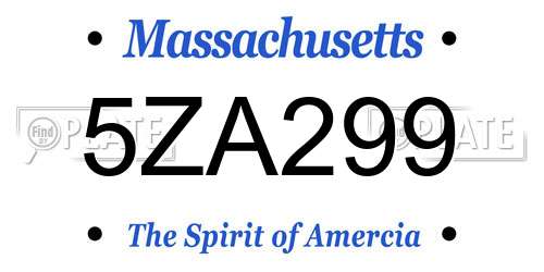 5ZA299 Massachusetts License Plate