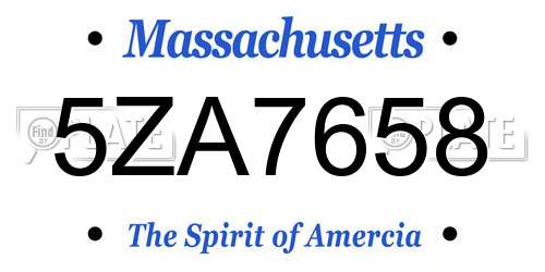 5ZA7658 Massachusetts License Plate