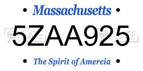 5ZAA925 Massachusetts License Plate
