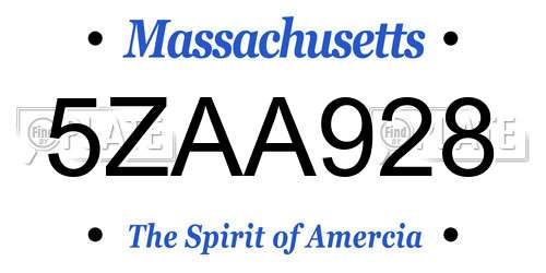 5ZAA928 Massachusetts License Plate