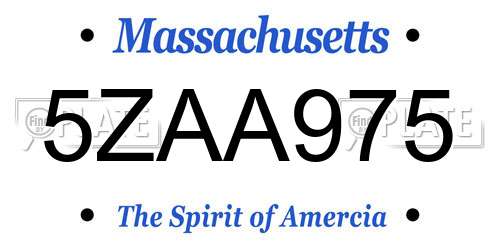 5ZAA975 Massachusetts License Plate