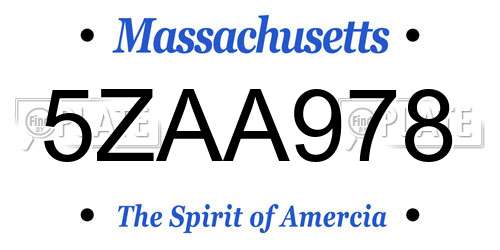 5ZAA978 Massachusetts License Plate