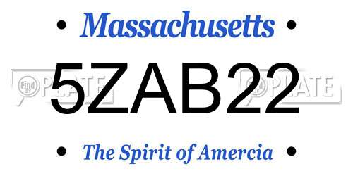 5ZAB22 Massachusetts License Plate