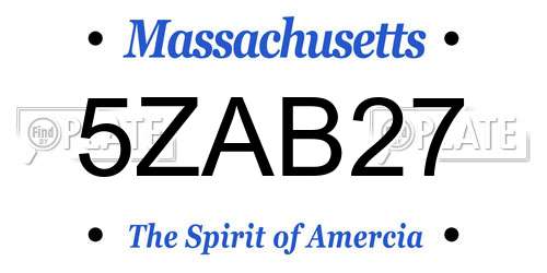 5ZAB27 Massachusetts License Plate