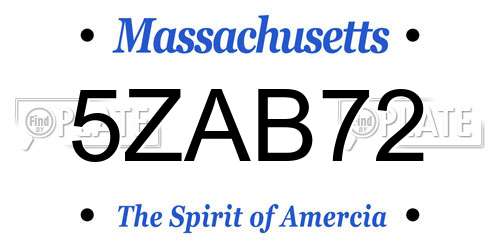 5ZAB72 Massachusetts License Plate
