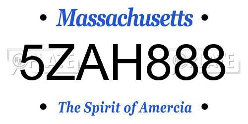 5ZAH888 Massachusetts License Plate