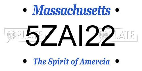 5ZAI22 Massachusetts License Plate