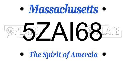 5ZAI68 Massachusetts License Plate