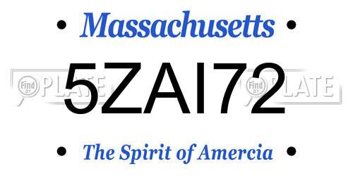 5ZAI72 Massachusetts License Plate