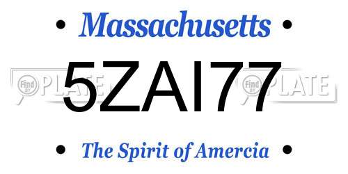 5ZAI77 Massachusetts License Plate