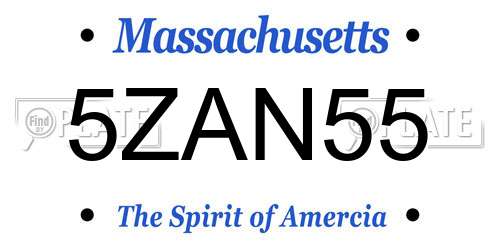 5ZAN55 Massachusetts License Plate