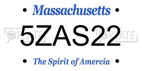 5ZAS22 Massachusetts License Plate