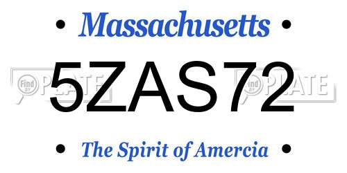 5ZAS72 Massachusetts License Plate