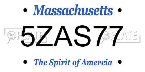 5ZAS77 Massachusetts License Plate