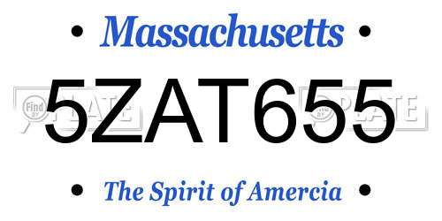 5ZAT655 Massachusetts License Plate