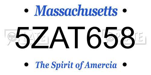 5ZAT658 Massachusetts License Plate
