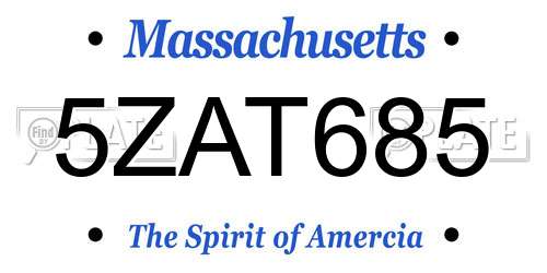 5ZAT685 Massachusetts License Plate
