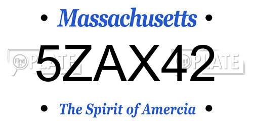 5ZAX42 Massachusetts License Plate