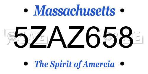 5ZAZ658 Massachusetts License Plate