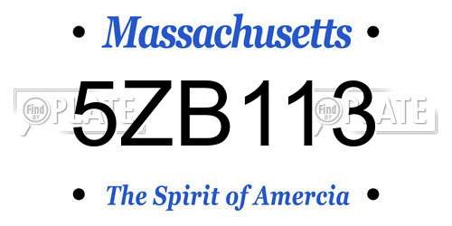 5ZB113 Massachusetts License Plate