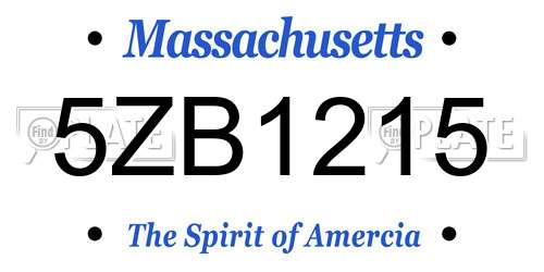 5ZB1215 Massachusetts License Plate
