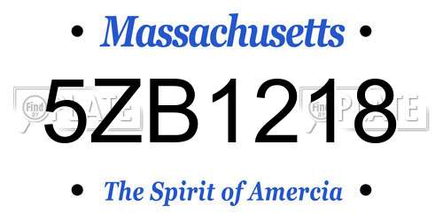 5ZB1218 Massachusetts License Plate