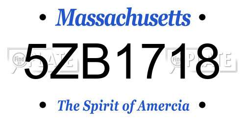 5ZB1718 Massachusetts License Plate