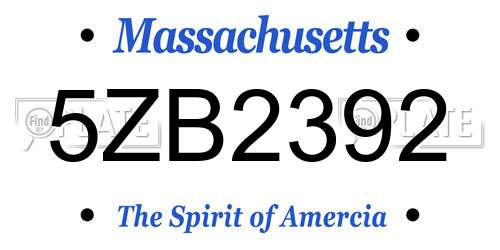 5ZB2392 Massachusetts License Plate