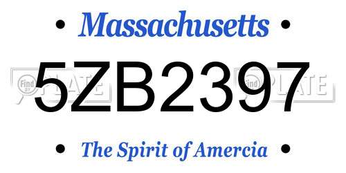 5ZB2397 Massachusetts License Plate