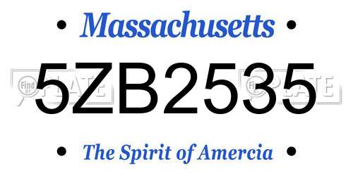 5ZB2535 Massachusetts License Plate