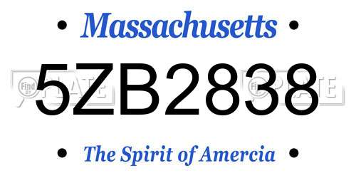 5ZB2838 Massachusetts License Plate